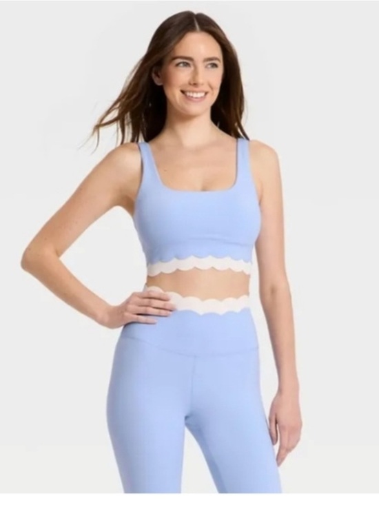JoyLab Other - JoyLab Light Blue Scallop-Trim Knit Bralette